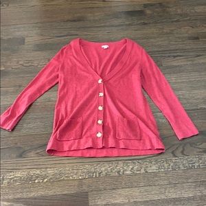J. Jill Red Button Down Cardigan Sweater M Medium